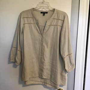 JONES New York Linen Button Front Blouse